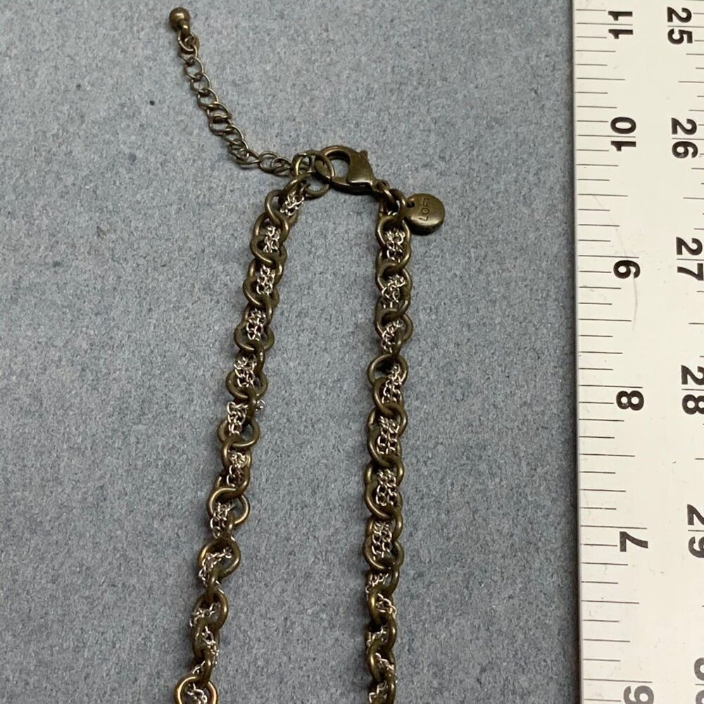 Loft Smoky Iridescent Necklace 18 In Beaded Brass Silver Chain Faceted Chunky - Picture 7 of 9
